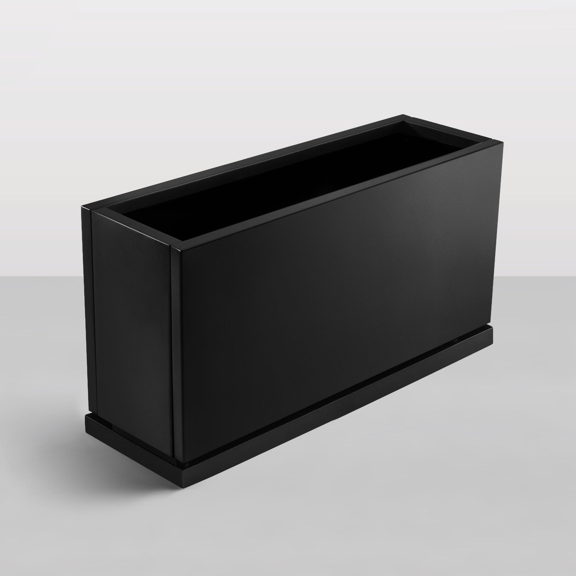 black planter pots outdoor Rectangular Black Metal Planter with Drip Tray