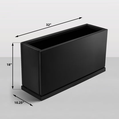 H Potter black rectangular planter with dimensions
