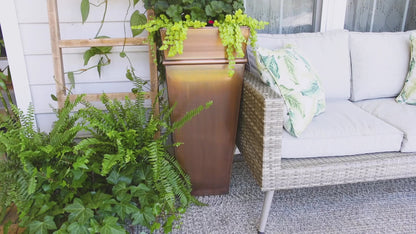 H Potter tall planter antique copper tapered pot