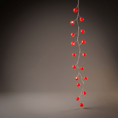 H Potter Snowberry String Lights – 100 LED - Battery Powered with Timer - White or Red - Indoor Outdoor