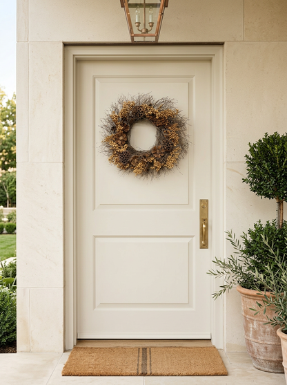 H Potter - Woodland Lotus Dried Fall Wreath – Indoor/Outdoor