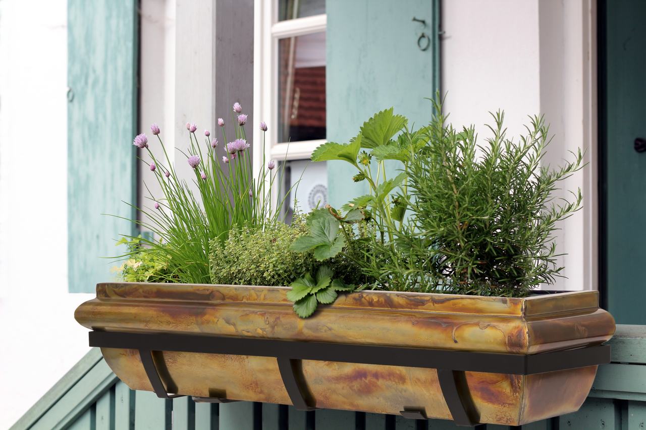 H Potter rustic copper window box planter plant container metal stainless steel outdoor decor