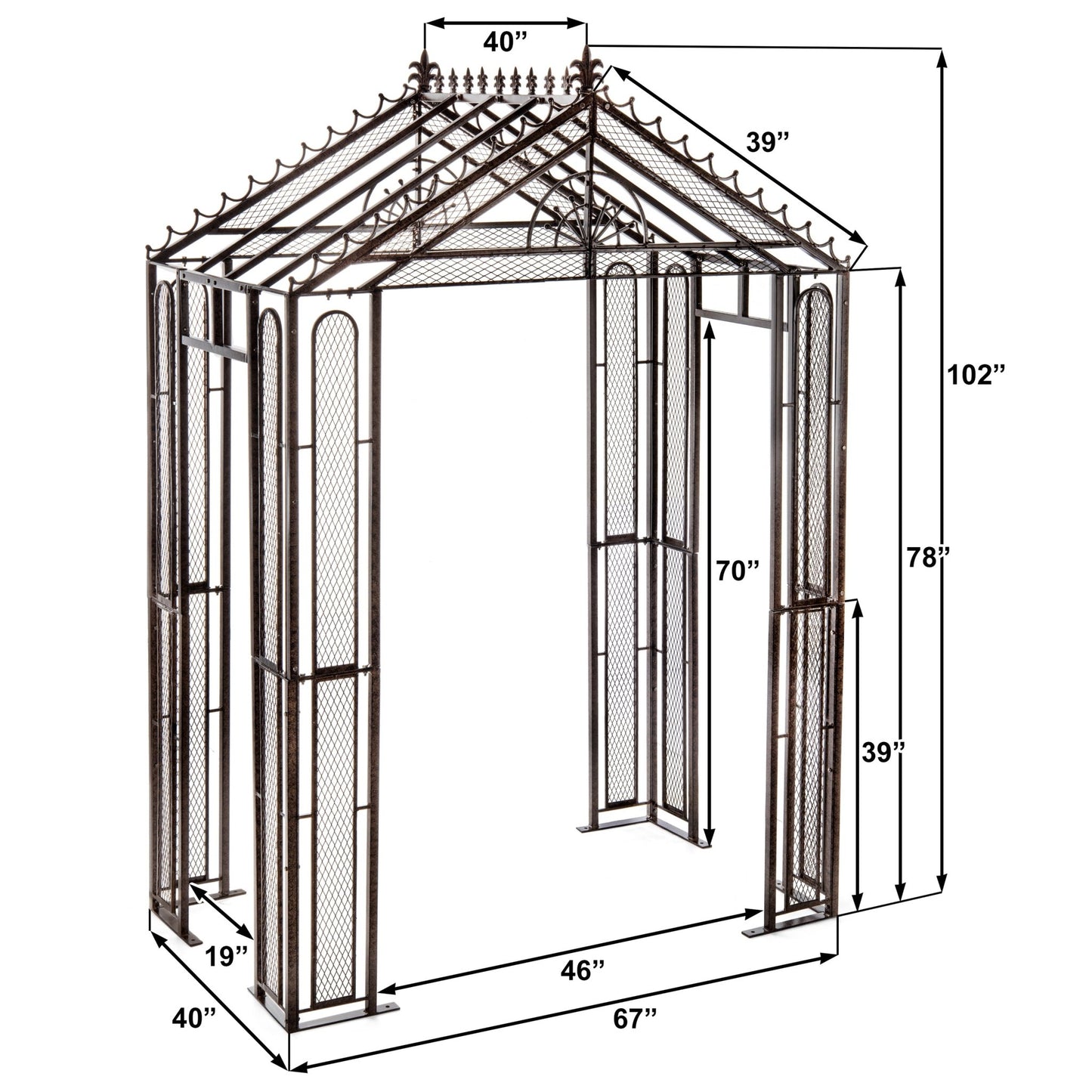 H Potter Garden Arbor Trellis Arch Metal Heavy-Duty for Climbing Plants