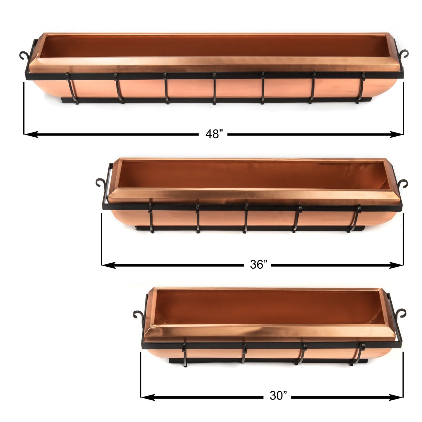 H Potter Copper Window Box Hanging Flower Deck Planter 30" Model Gar134