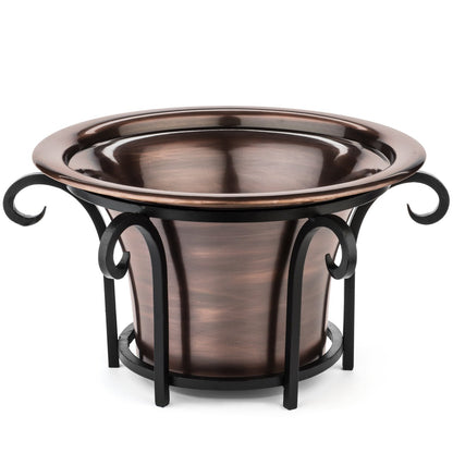 H Potter hanging planter metal iron outdoor flower container round antique copper
