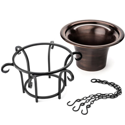 H Potter hanging planter metal iron outdoor flower container round antique copper