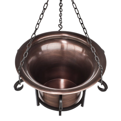 H Potter hanging planter metal iron outdoor flower container round antique copper