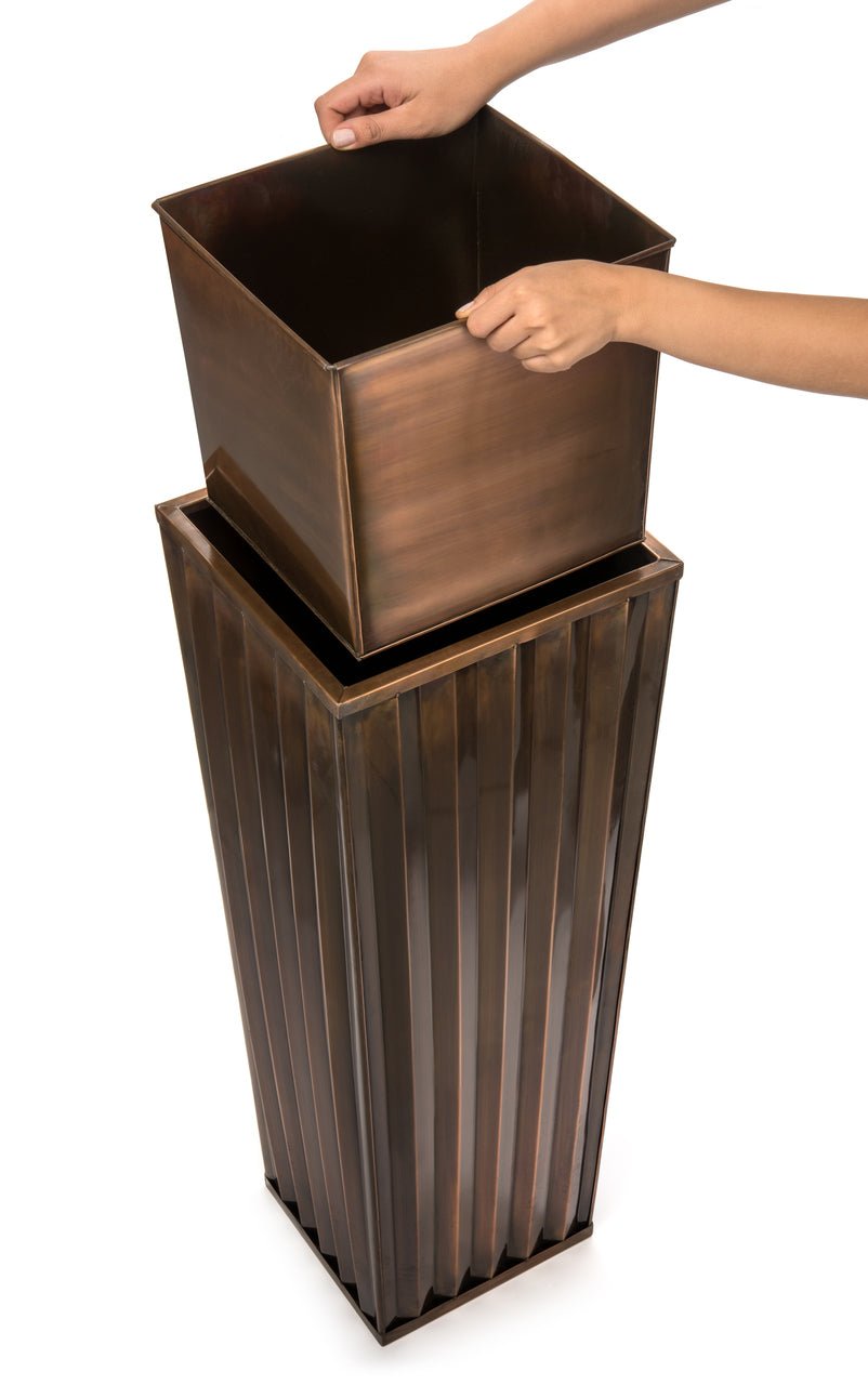 H Potter Tall Stainless Steel Planter with Antique Copper Finish