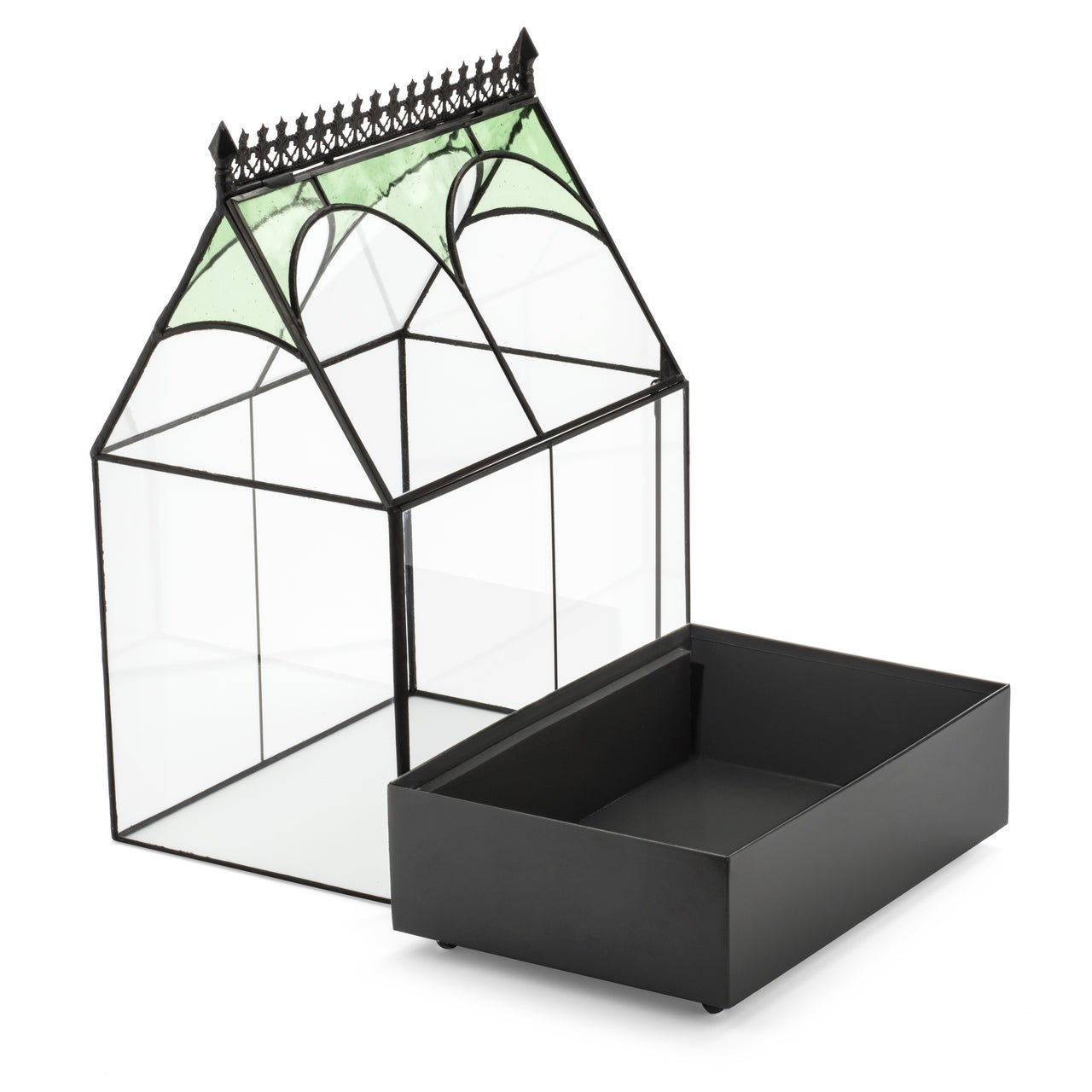 H Potter Wardian Case Terrarium Planter Container Glass Glasshouse Green Accent Glass Indoor Garden Greenhouse Orchids Moss