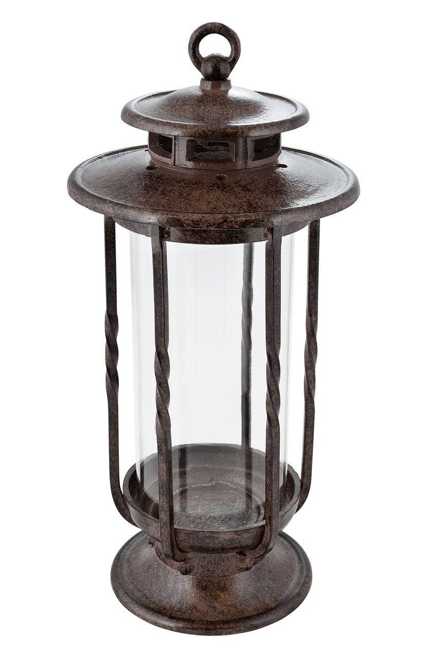 H Potter Cast Iron Decorative Candle Lantern Landscape Lighting with Hand-Blown Glass