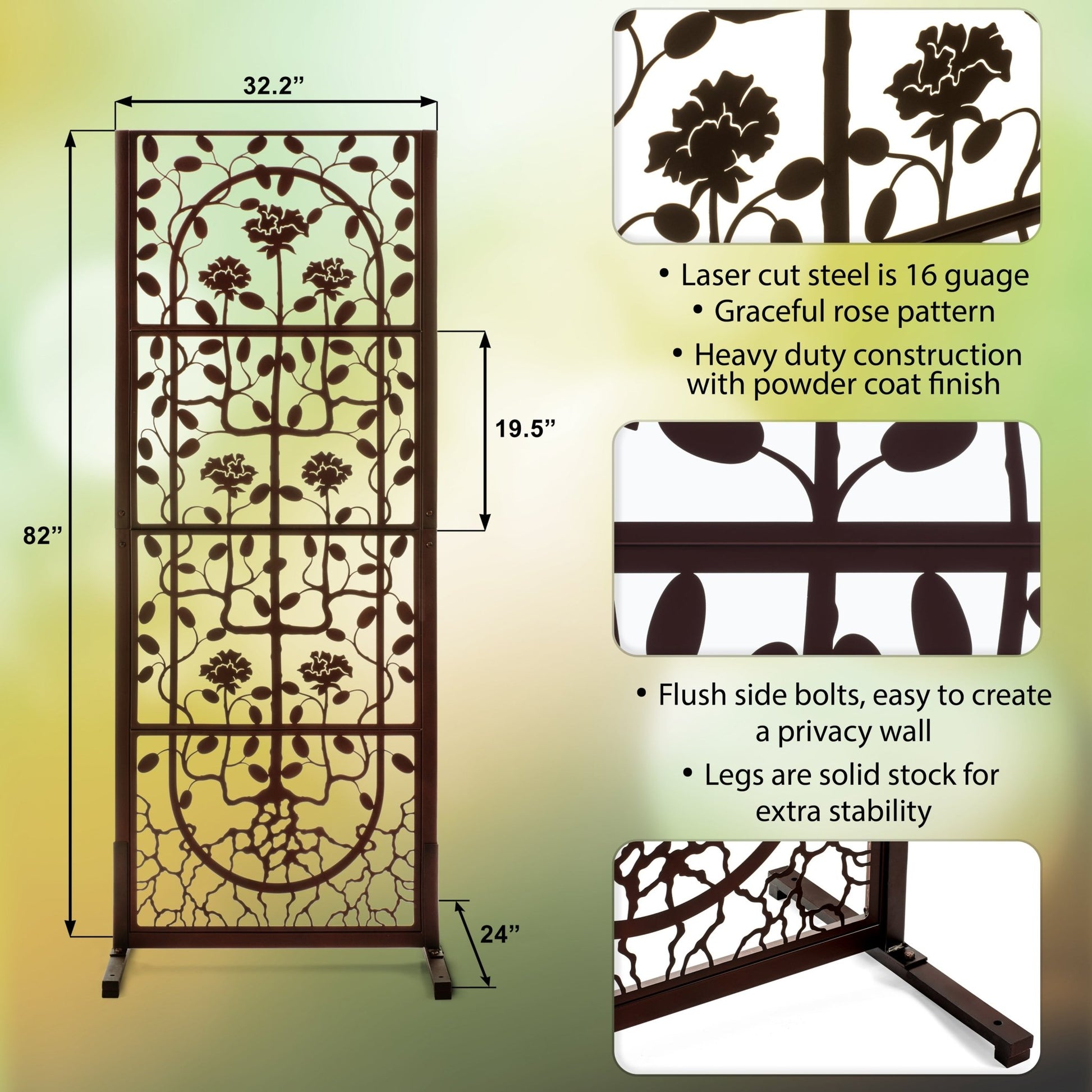H Potter Rose Trellis Screen Privacy for Patio Deck Balcony 