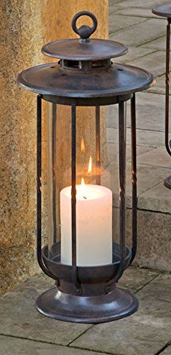 H Potter Candle Lantern with Blown Glass and Cast Iron