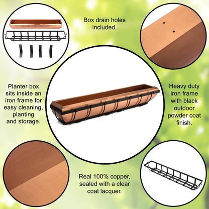 H Potter Copper Window Box Hanging Flower Deck Planter 48" Model GAR134B