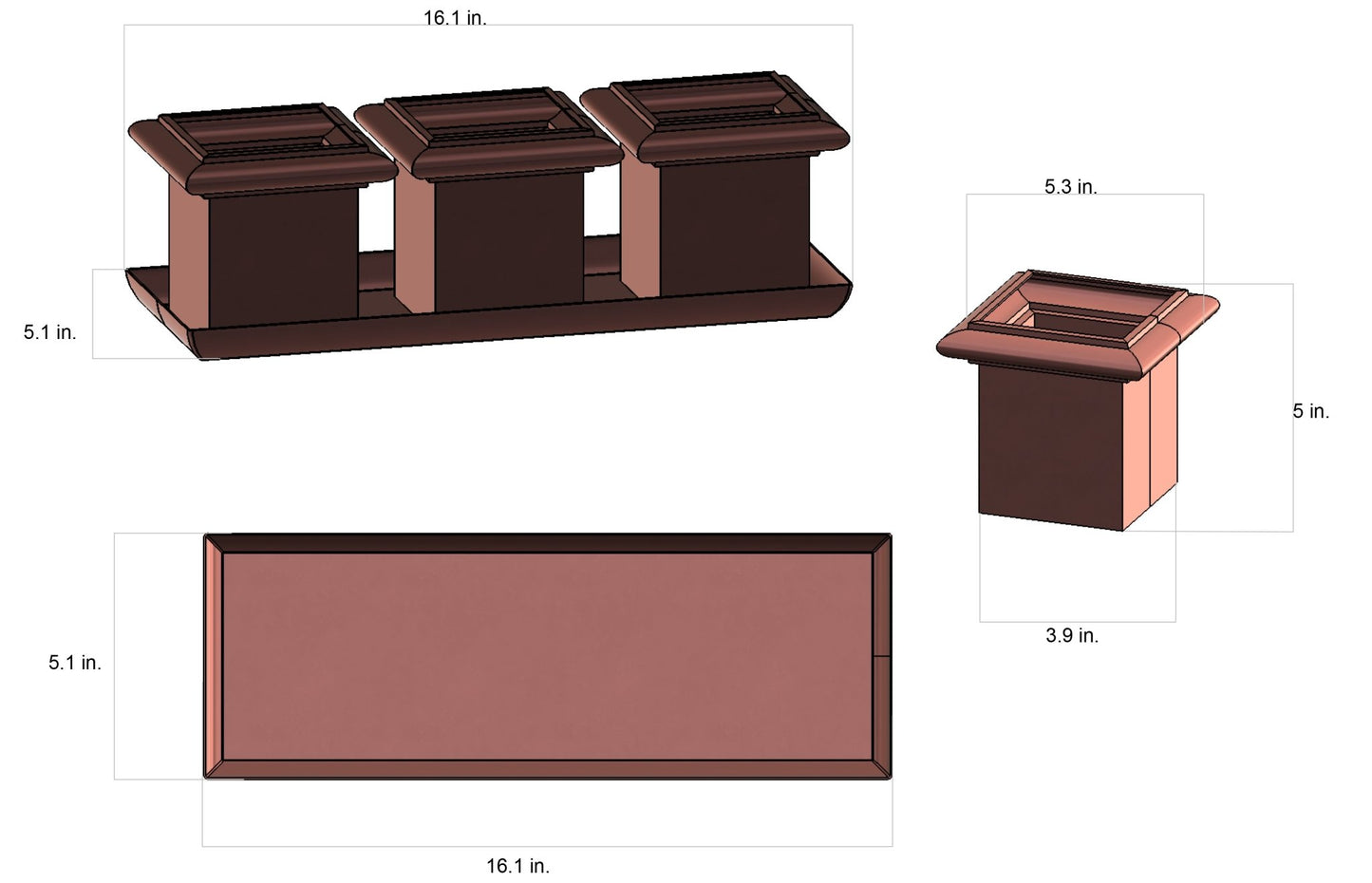 H Potter Planter Pots Set of 3 Outdoor & Indoor Use Square, Succulent Flower Herb Box for Home, Patio, Garden, Deck, Balcony