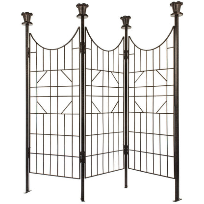 H Potter three-panel trellis screen partially folded to show hinge system and freestanding design, many landscape options