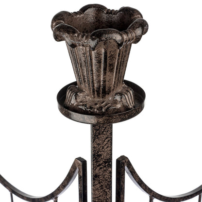 Close-up of cast-aluminum finials and panel hinges on H Potter trellis screen, textured finish