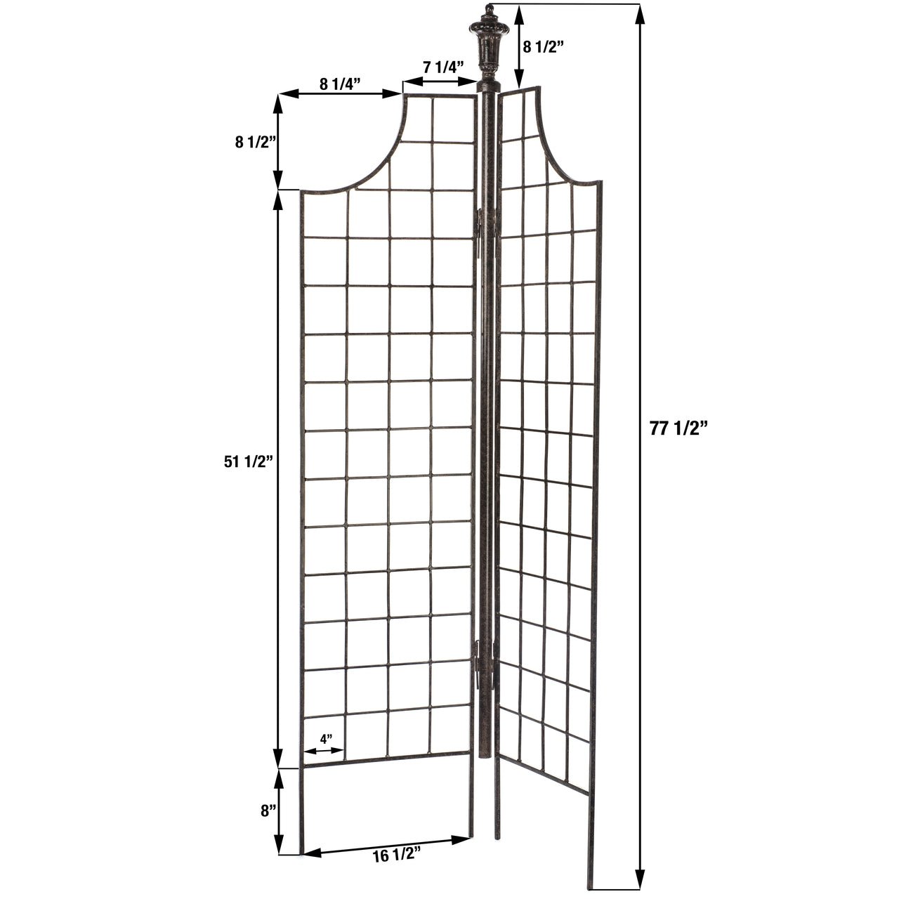 H Potter Trellis Large Two-Panel Garden Screen Wrought Iron Wall Art Landscaping Backyards Yard Patio Wedding Grid Pattern