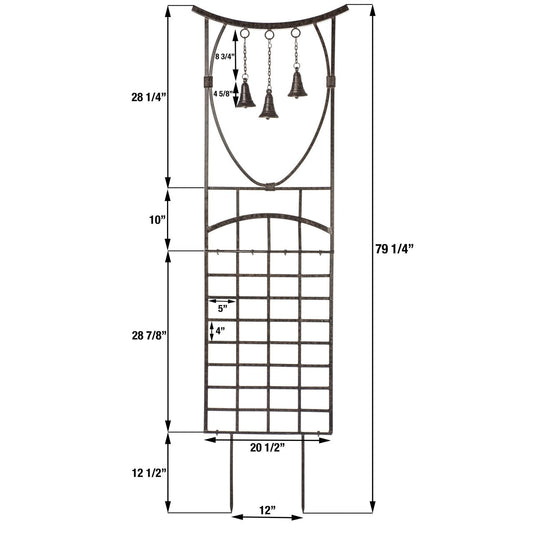 H Potter Garden Trellis Steeple Bells Wrought Iron Metal Yard Art vine flower outdoor lawn rustic climbing plants landscapers