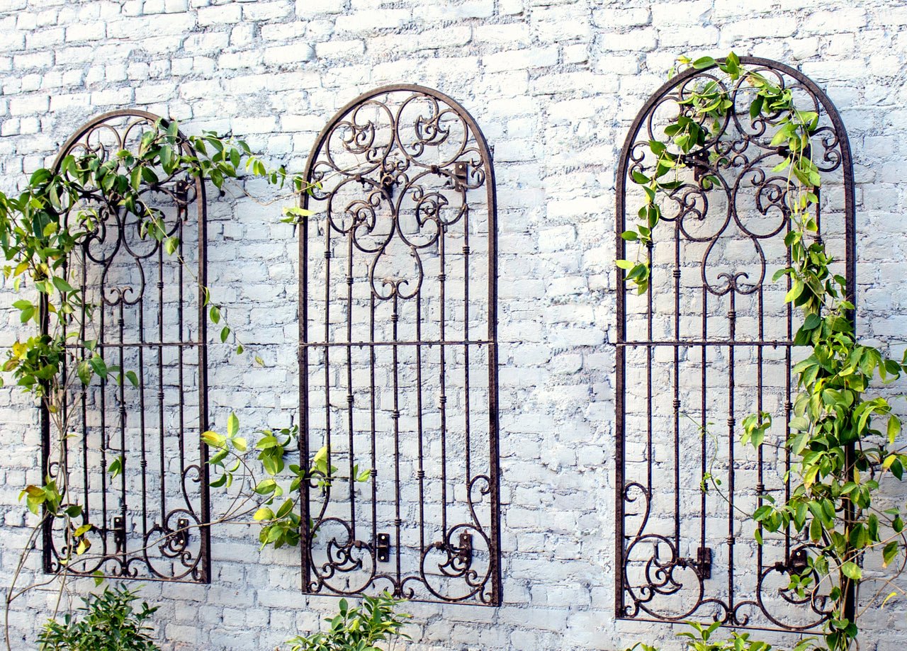 H Potter Metal Iron Scroll Wall Trellis set of 3 with Wall Mounting Brackets