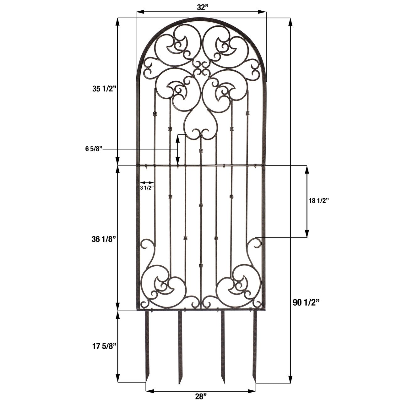 H Potter Garden Trellis Wrought Iron Heavy Scroll Metal Decoration