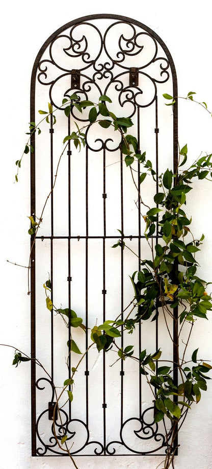 H Potter Wall Trellis 8 ft Wrought Iron Ornamental Metal with 4 Wall Brackets