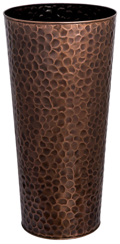 H Potter tall planter metal outdoor indoor flower container round antique copper stainless steel handcrafted