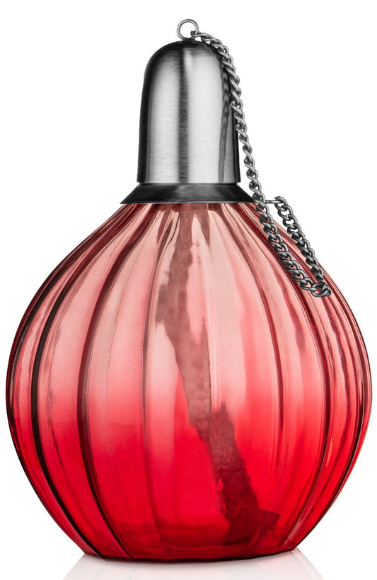 H Potter Outdoor Deck Torch - Red Tinted Glass - Garden Patio Table Top Torch - Outdoor Lighting