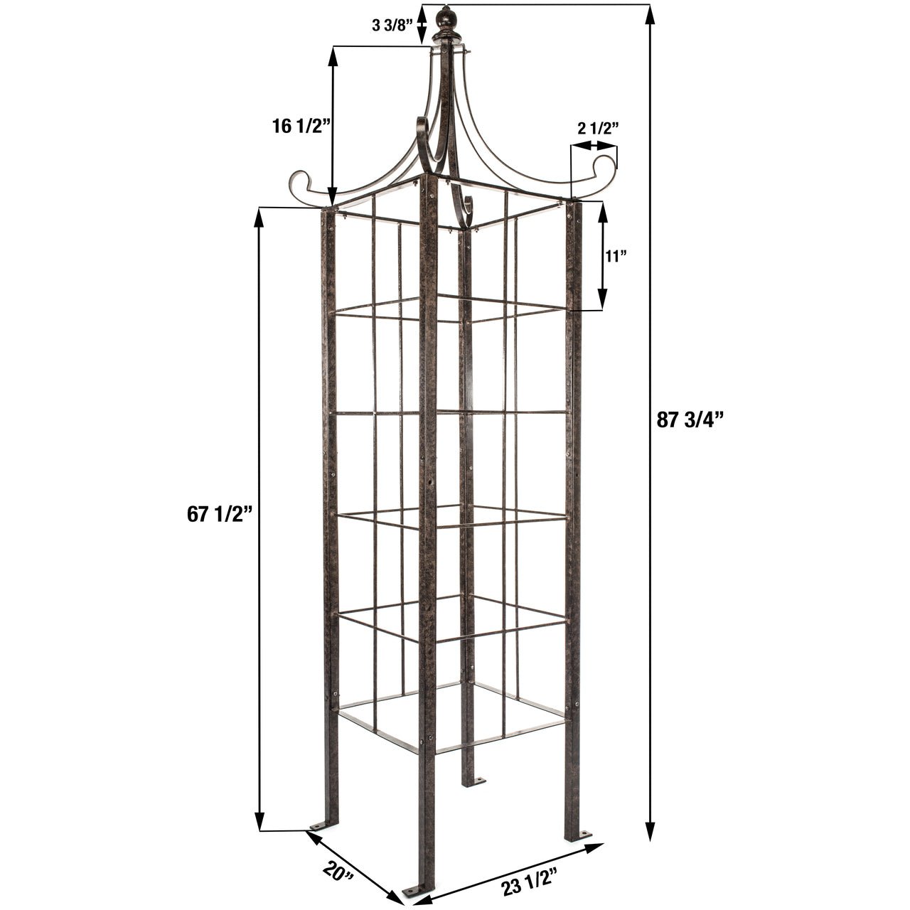 H Potter Garden Obelisk Trellis Metal Wrought Iron Ornamental Large