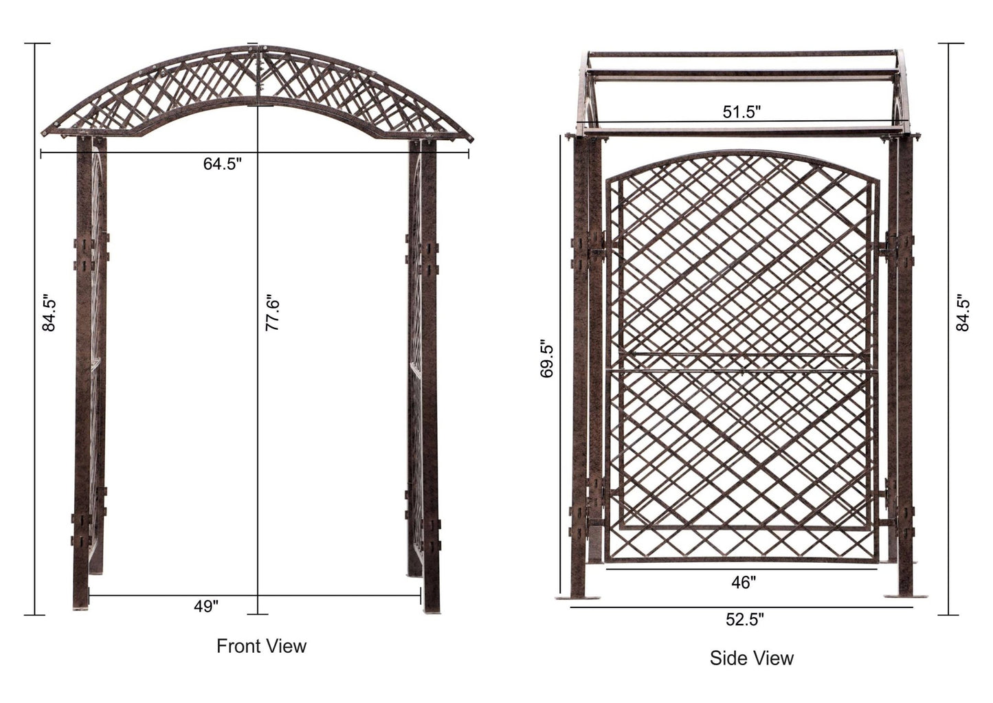 garden arbor trellis screen metal iron art yard backyard patio wedding event roses