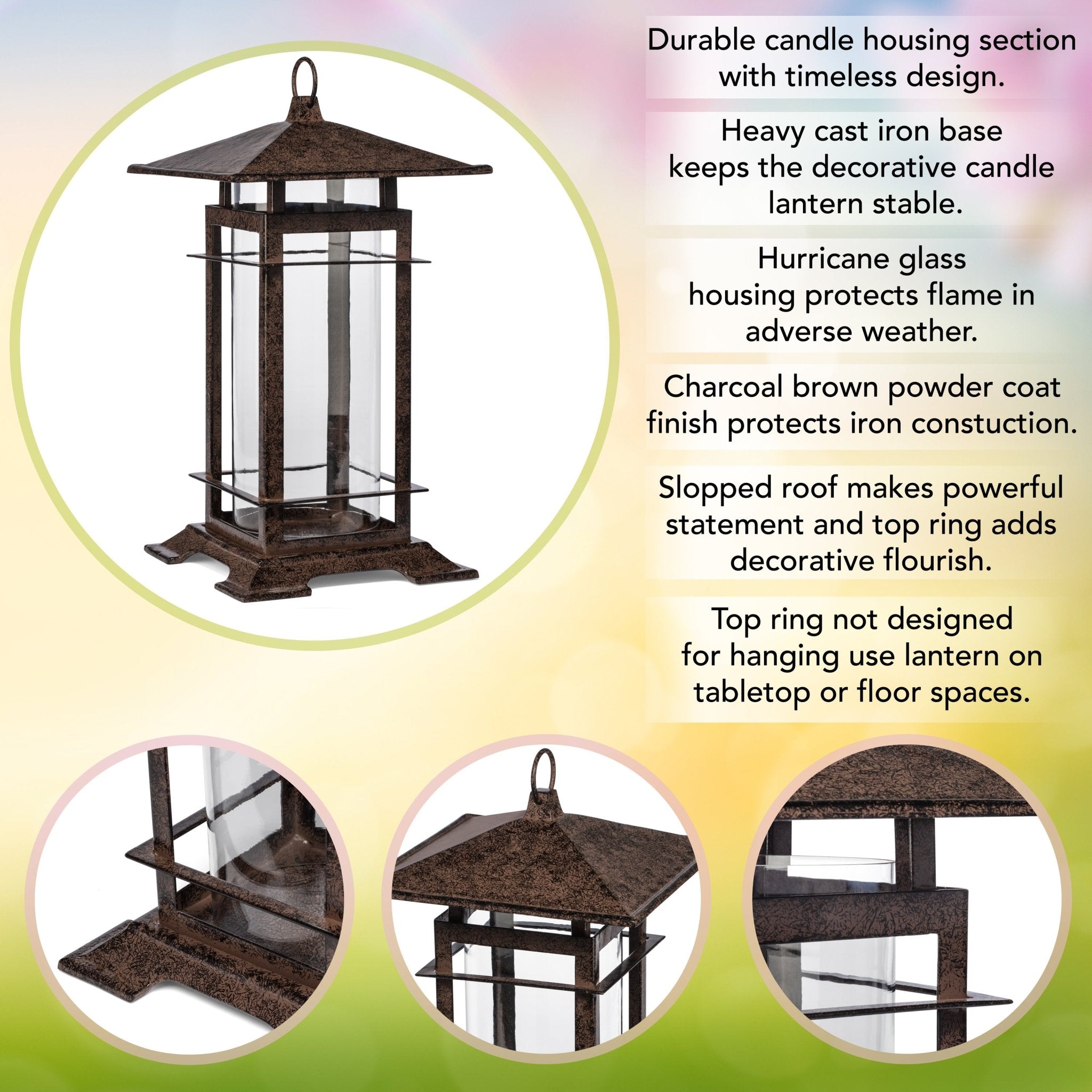 H Potter Candle Lantern Cast Iron & Glass outlets 19