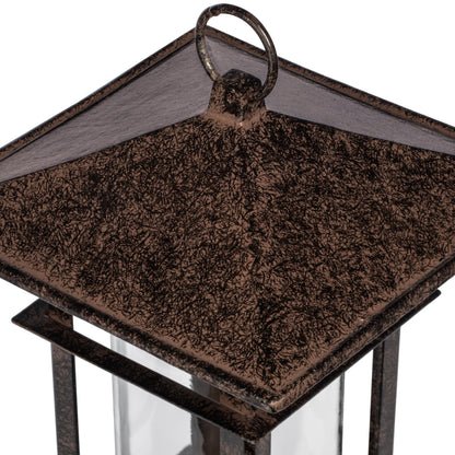 H Potter short candle lantern top detail — vented cap and handle, classic outdoor patio style
