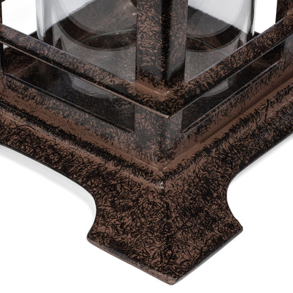 H Potter short candle lantern base detail — sturdy cast iron base for stable outdoor patio user