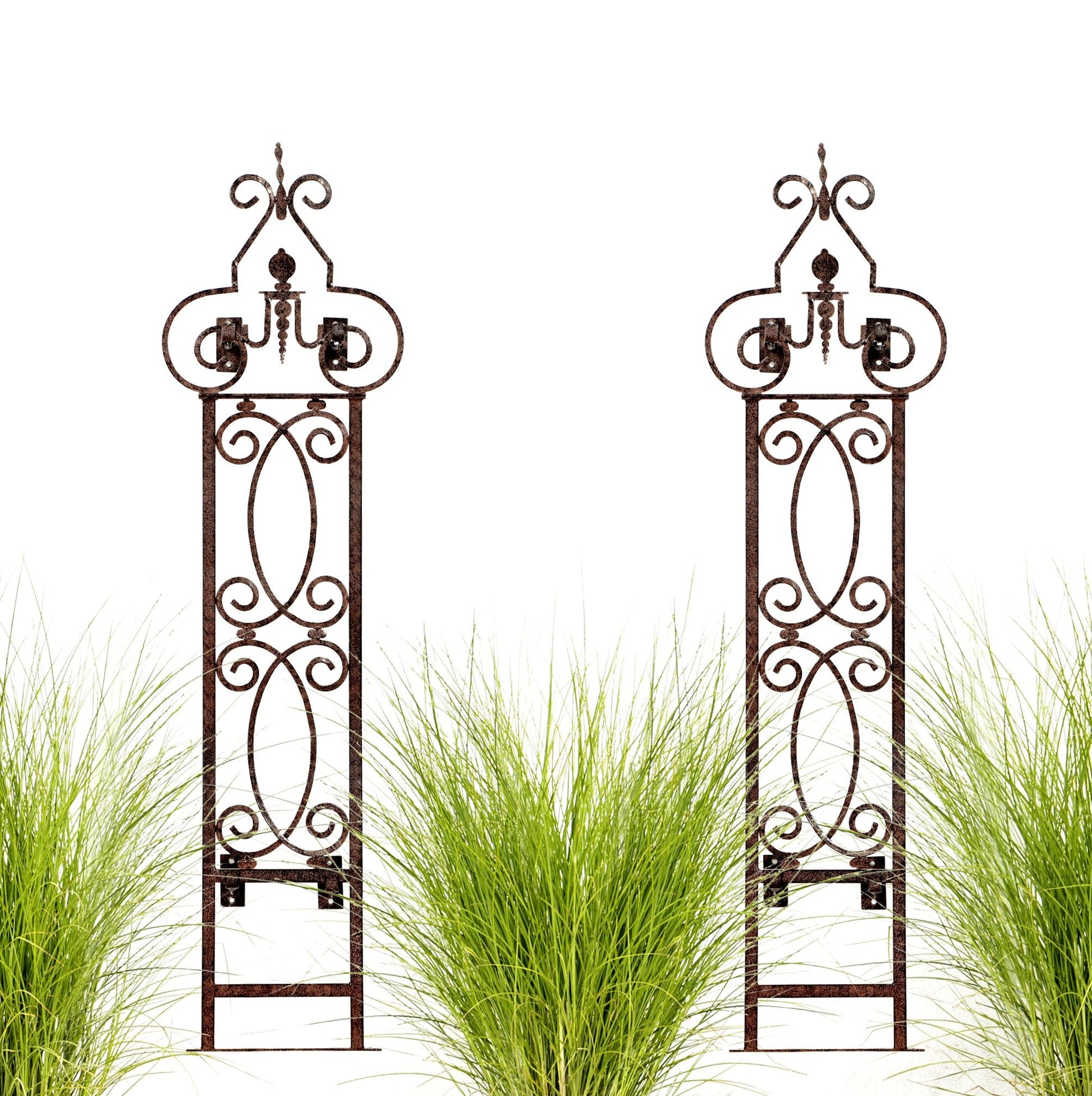 Set of 2 H Potter Metal Garden Trellis Wrought Iron with Wall Mounting Brackets