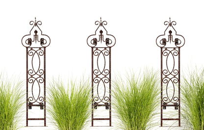 Set of 3 H Potter Metal Garden Trellis Wrought Iron with Wall Mounting Brackets for Landscaping Backyard patio Deck balcony