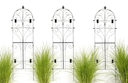 H Potter Set of 3 Large Italian Iron Garden Trellis Metal Wall Art with Mounting Brackets