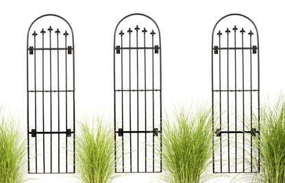 H Potter Set of 3 Large Garden Trellis Wrought Iron Garden Yard Art with Wall Mounting Brackets
