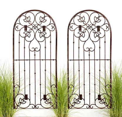 H Potter Metal Iron Scroll Wall Trellis Set of 2 with Wall Mounting Brackets