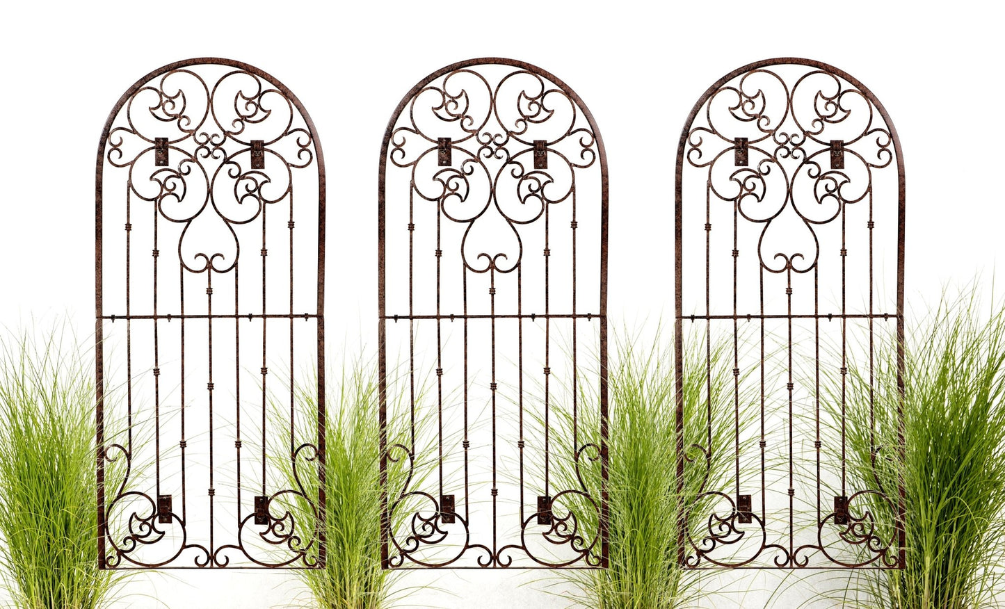 collections etc 6ft garden plant trellis H Potter Metal Iron Scroll Trellis set of 3 with Wall Mounting Brackets