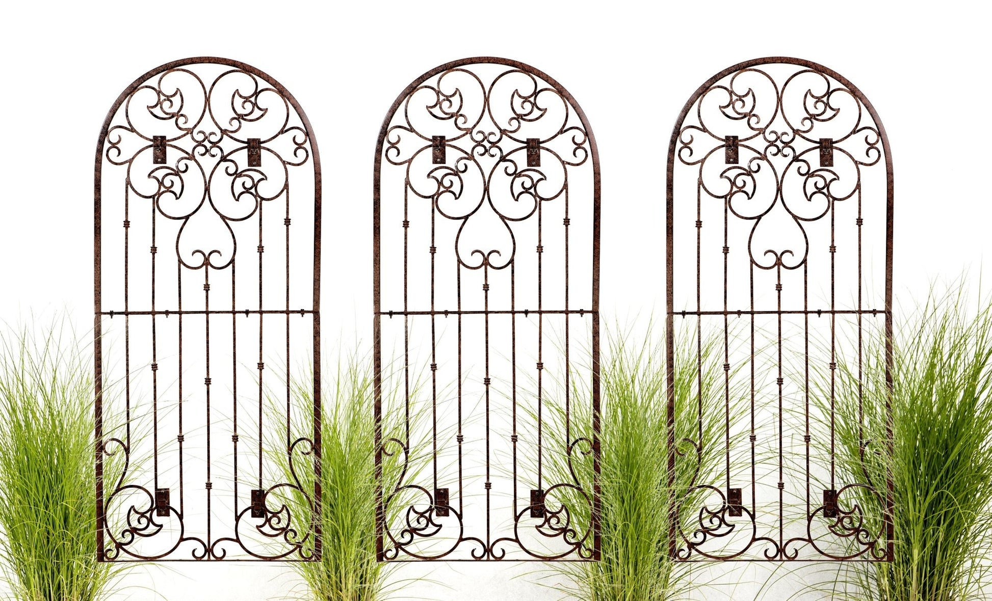 H Potter Metal Iron Scroll Wall Trellis set of 3 with Wall Mounting Brackets