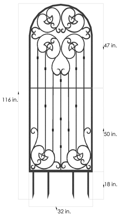 H Potter Trellis 8 ft Wrought Iron Ornamental Metal