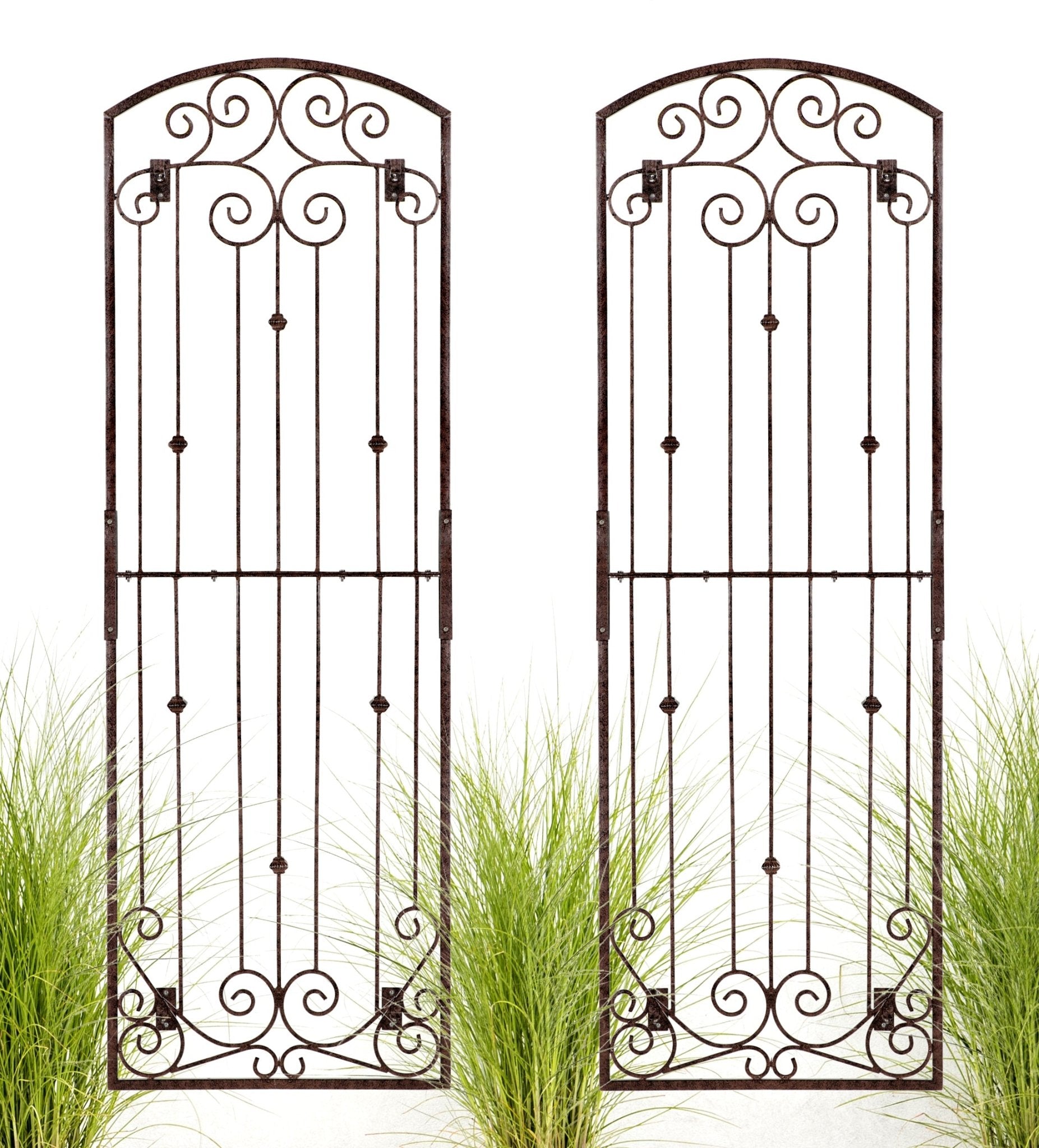 H Potter Set of 2 8 Foot Wrought Iron Garden Trellis Metal Wall Screen with Wall Mounting Brackets