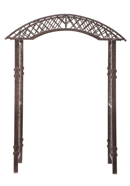 Front view of H Potter metal garden arbor, classic arch and sturdy iron construction