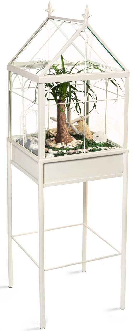 H Potter Square Freestanding Wardian Case Terrarium - Glass Plant Container - Tall Orchids Christmas Valentine Mothers Day