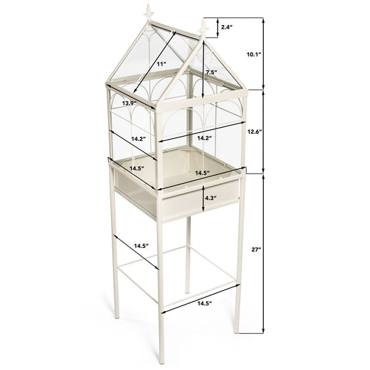 H Potter Square Freestanding Wardian Case Terrarium - Glass Plant Container - Tall Orchids Christmas Valentine Mothers Day