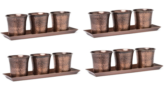 H Potter 4 Sets of Three Mini Flower Garden Window Box Planter Pots Antique Copper - H Potter