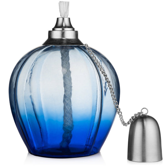 H Potter Apple Shape Blue Tinted Glass Patio Deck Table Top Torch