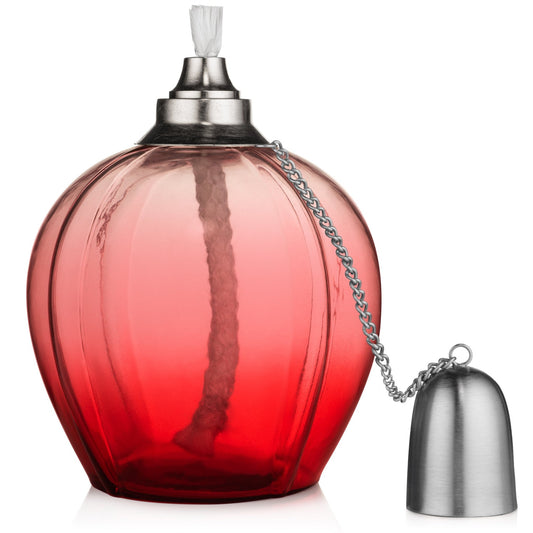 H Potter Apple Shape Red Tinted Glass Patio Deck Table Top Torch