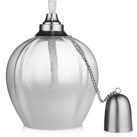 H Potter Apple Shape White Tinted Glass Patio Deck Table Top Torch