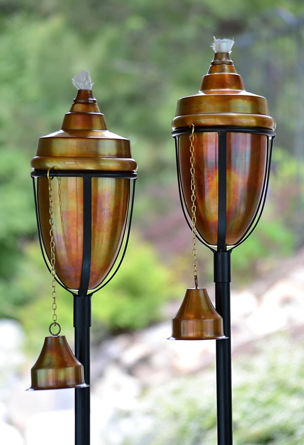 H Potter Copper Rustic Patio Garden Torch Set of Two