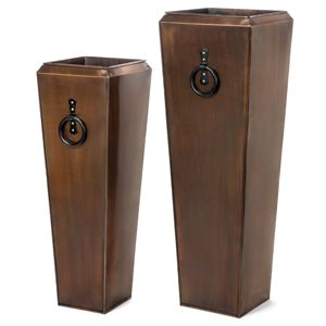 H Potter Planters Tall Outdoor Indoor Antique Copper - Set of 2